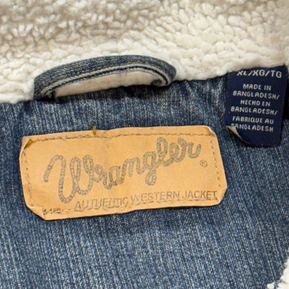 Wrangler Sherpa Lined Denim Jacket Mens Authentic Western Blue Jean Coat XL - Picture 4 of 12